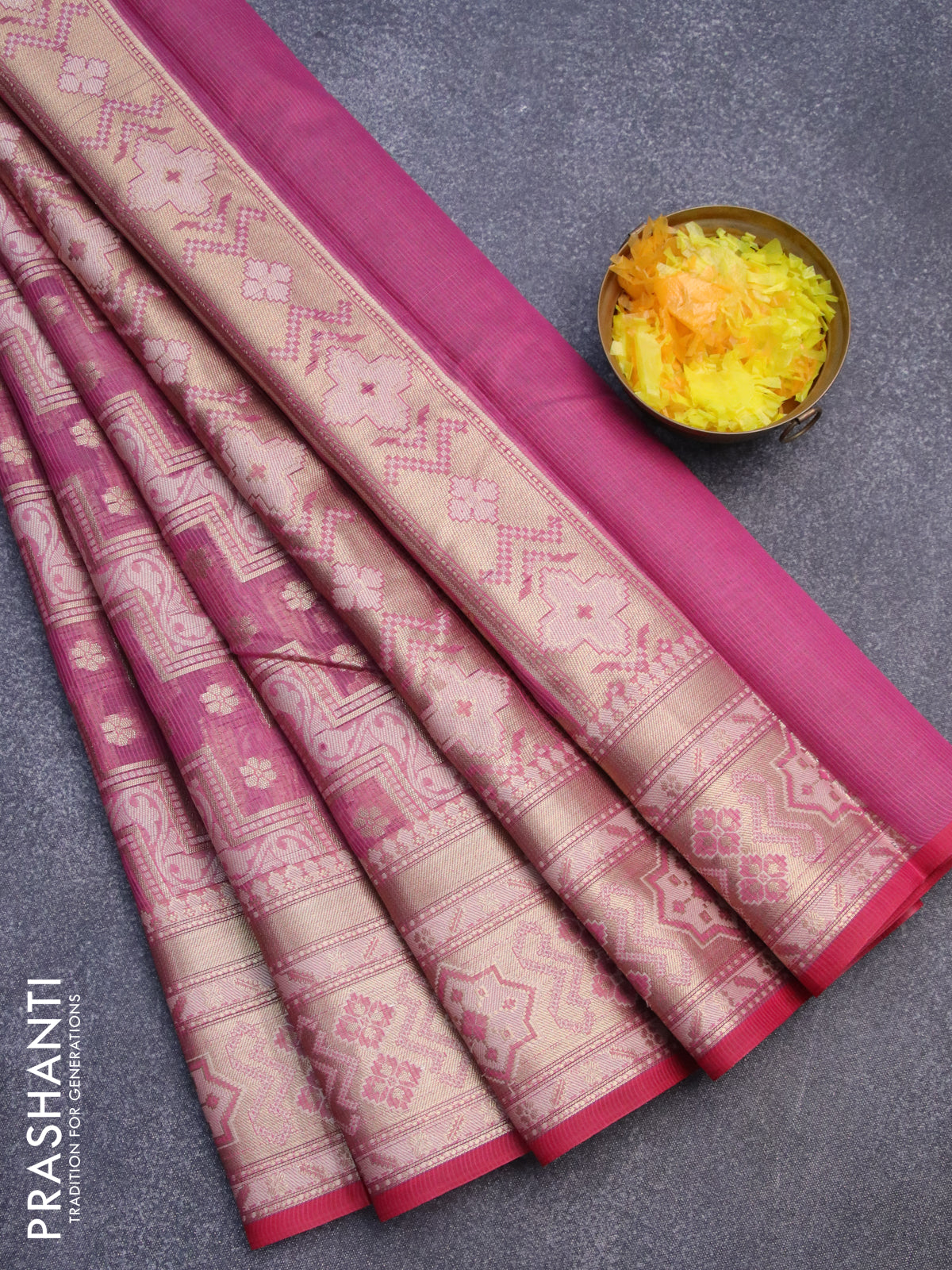 Banarasi kota saree dark pink and maroon with allover thread & zari weaves and zari woven border