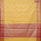 Banarasi kota saree yellow and pink with paisley zari woven buttas and floral zari woven border