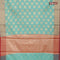 Banarasi kota saree teal blue and maroon shade with floral zari woven buttas and zari woven border