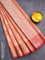 Banarasi kota saree peach orange and red with zari woven paisley buttas and zari woven border