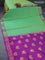 10 yards silk cotton saree light green and purple with allover thread checks & buttas and zari woven border