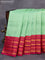 Pure kanjivaram silk saree teal green shade and pink with allover zari weaves and long rich zari woven border allover weaves