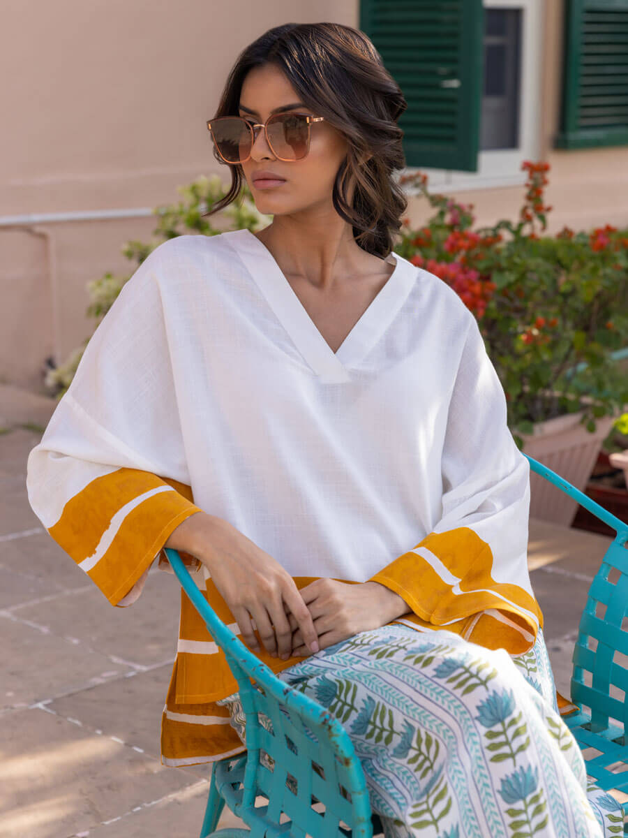 Golden Summer Slub Box Short Top - Comfort Fit