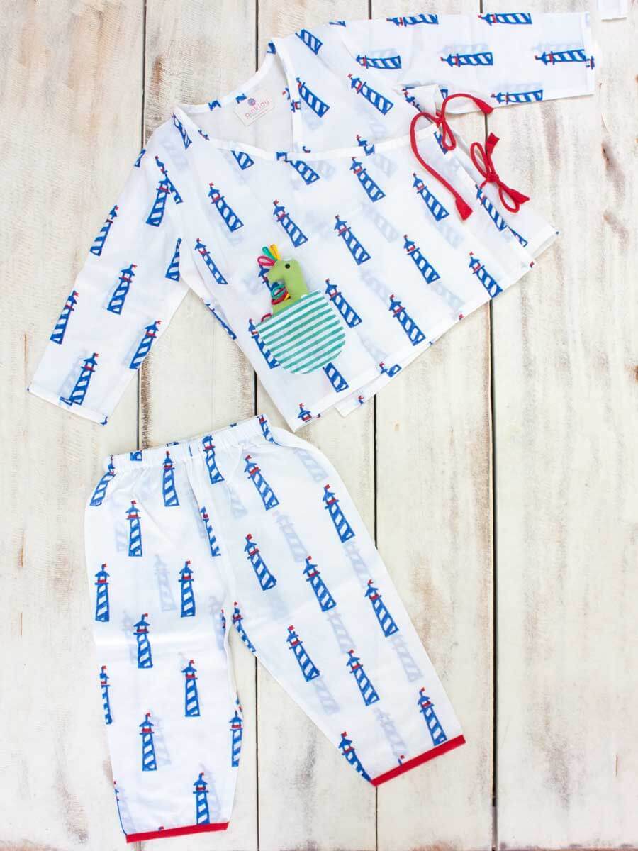 Lighthouse Magic Organic Cotton Block Printed Angrakha Set