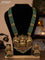 Antique green beaded haaram lakshmi design with jadau stones and beads hanging