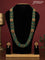 Antique beaded green haaram with side pendant and pink kemp stone