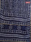 Chanderi bagru saree indigo blue and off white with allover batik prints and small zari woven border