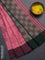 Bengal soft cotton saree pink and green with allover weaves and simple border