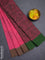 Bengal soft cotton saree candy pink and green with allover weaves and simple border