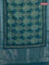 Chanderi silk cotton saree teal green with allover prints and silver zari woven border
