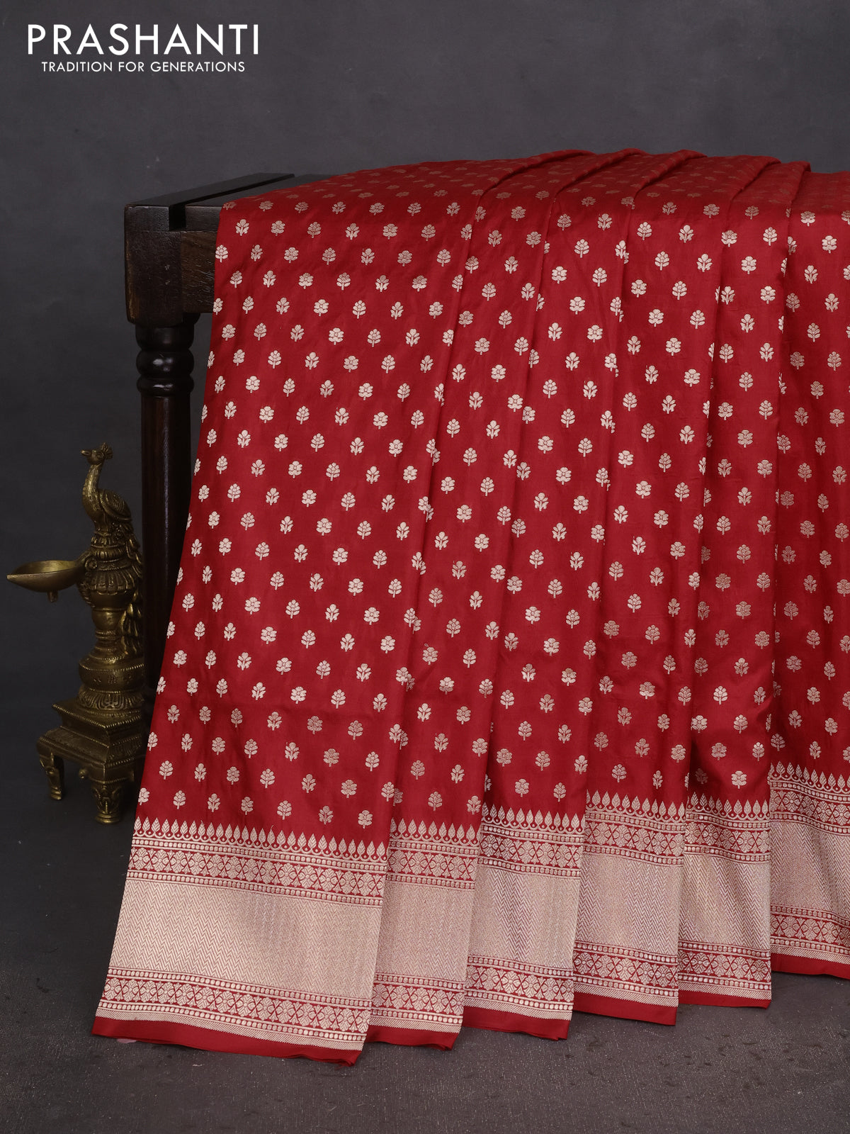 Banarasi uppada silk saree red with allover zari woven buttas and zari woven border