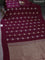 Banarasi mushru silk saree maroon with allover stripes pattern & zari buttas and satin border