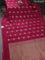 Banarasi mushru silk saree pink with allover stripes pattern & zari buttas and satin border