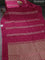 Banarasi mushru silk saree pink with allover stripes pattern & zari weaves and satin border