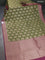 Banarasi silk cotton saree green and mauve pink with allover thread & zari woven butta weaves and woven border