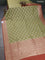 Banarasi silk cotton saree pastel green and rust shade with allover thread & zari weaves and woven border