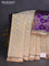 Banarasi tissue saree beige and violet with allover zari woven geometric wevaes and lace work border