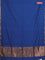 Bengal soft cotton saree cs blue with plain body and temple design zari woven border