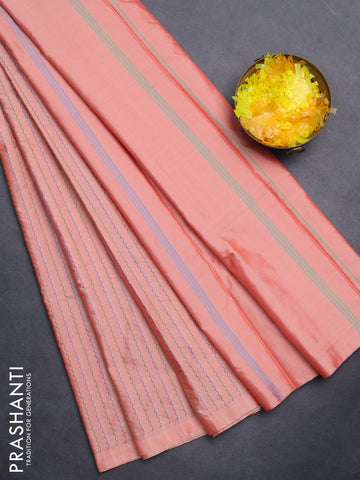 Arani semi silk saree red shade with allover thread weaves in borderless style