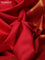 10 Yards silk saree red and green with plain body and zari woven border