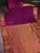 10 Yards silk saree purple and magenta pink with plain body and zari woven border