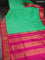 10 Yards silk saree teal green and pink with plain body and zari woven border