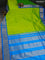 10 Yards silk saree fluorescent green and cs blue with plain body and zari woven border