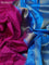 10 Yards silk saree purple and cs blue with plain body and zari woven border
