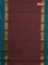 Chettinad cotton saree dual shade of maroon and teal green with allover stripe pattern and ganga jamuna border