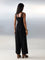 Bombay Paisley Black Embroidered Cotton-Blend Jumpsuit