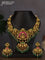 Antique necklace lakshmi design with jadau stones and green beads hanging
