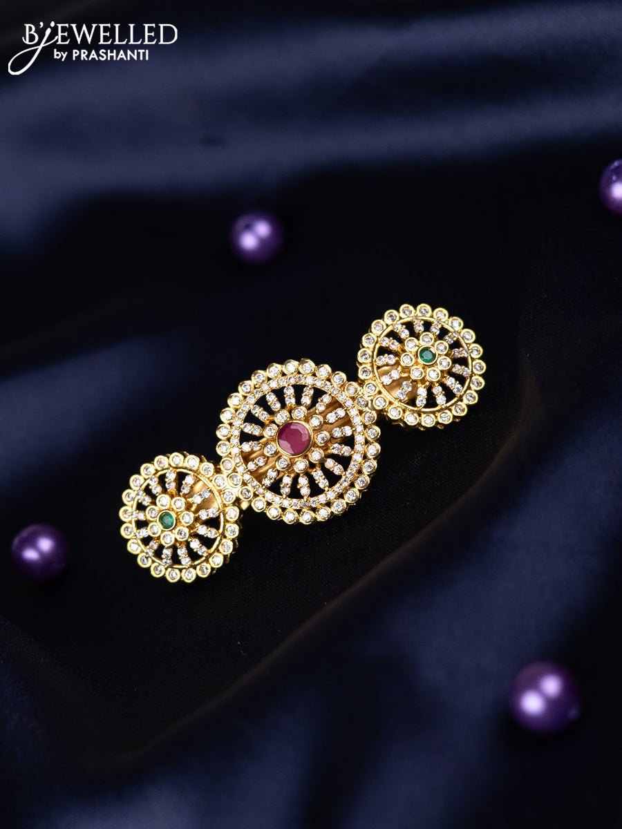 Antique hair clips small size with kemp and cz stones