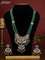 Beaded triple layer mint green necklace with kundan & cz stones and pearl & beads hanging in victorian finish