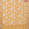 Assam silk saree yellow with allover floral prints and zari woven border