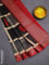 Chanderi silk cotton saree sandal black and red with allover geometric prints and banarasi style border
