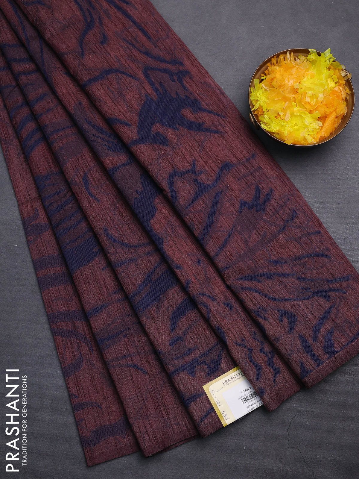 Banarasi semi matka saree rosy brown with allover thread weaves in borderless style