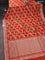 Banarasi semi katan silk saree orange with allover silver & gold zari weaves and zari woven border