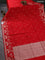 Banarasi semi katan silk saree red with zari woven buttas and rich zari woven border