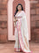 Banarasi tissue organza silk saree off white and pink with zari woven buttas and banarasi style border