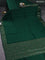 Chiniya silk saree dark green with plain body and woven border