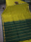 10 Yards silk cotton saree mehendi green and bottle green with plain body and zari woven border