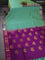10 Yards silk cotton saree dual shade of teal green and purple with allover thread weaves and zari woven border