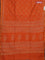 Chanderi bagru saree orange with allover dfloral butta prints and small zari woven border