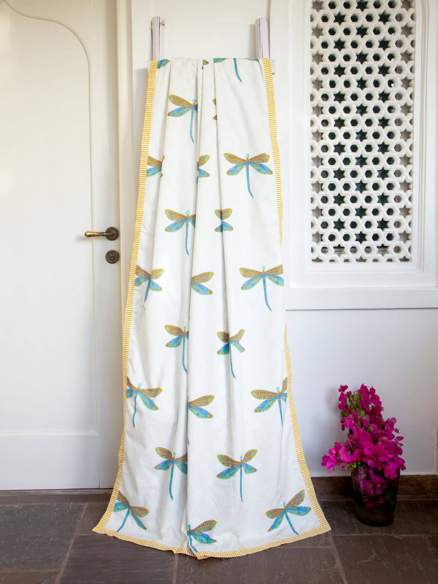 Dragonfly Block Printed Muslin Dohar