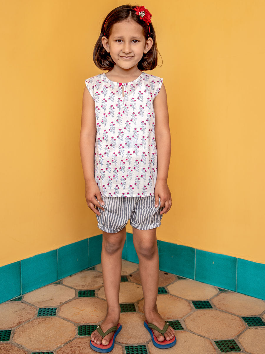 Spring Bloom Organic Cotton Top & Shorts Set