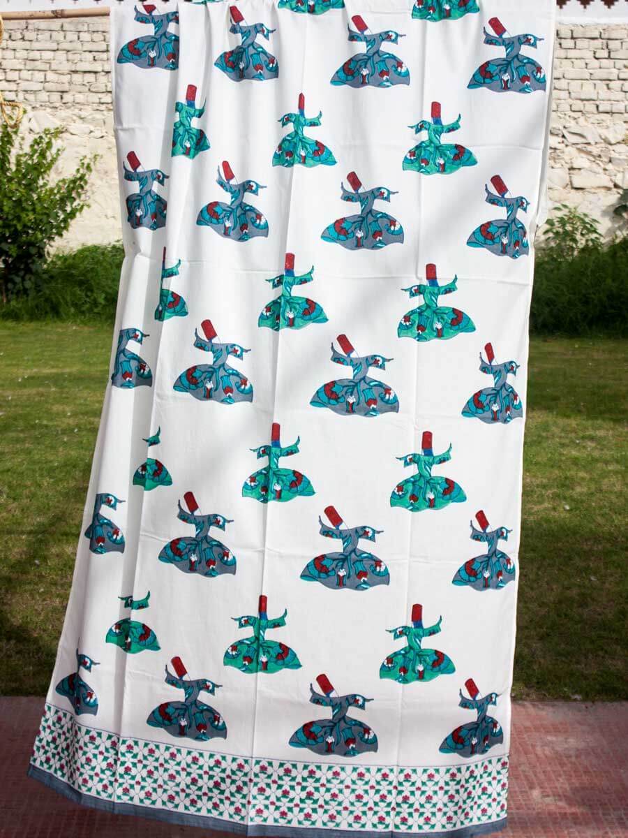 Mahtab Whirling Dervish Block Printed Cotton Curtain