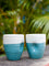 Set of 2 - Aqua Dance Dimpled Hand-Thrown Ceramic Tumbler