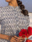 Grey Ikat Handblock Printed Cotton Kurta