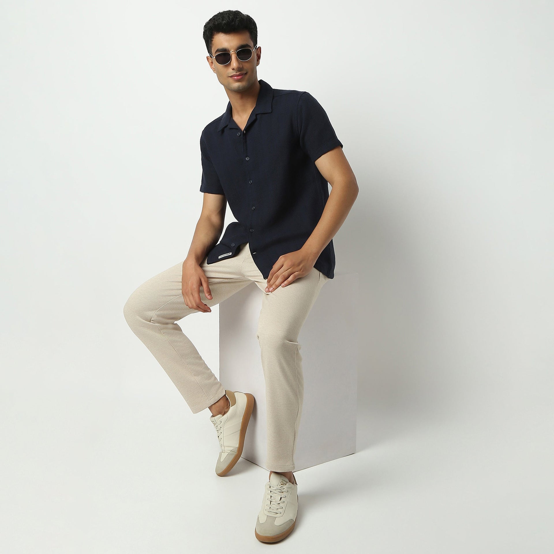 Camp Collar Half Sleeve Solid Bae Shirt