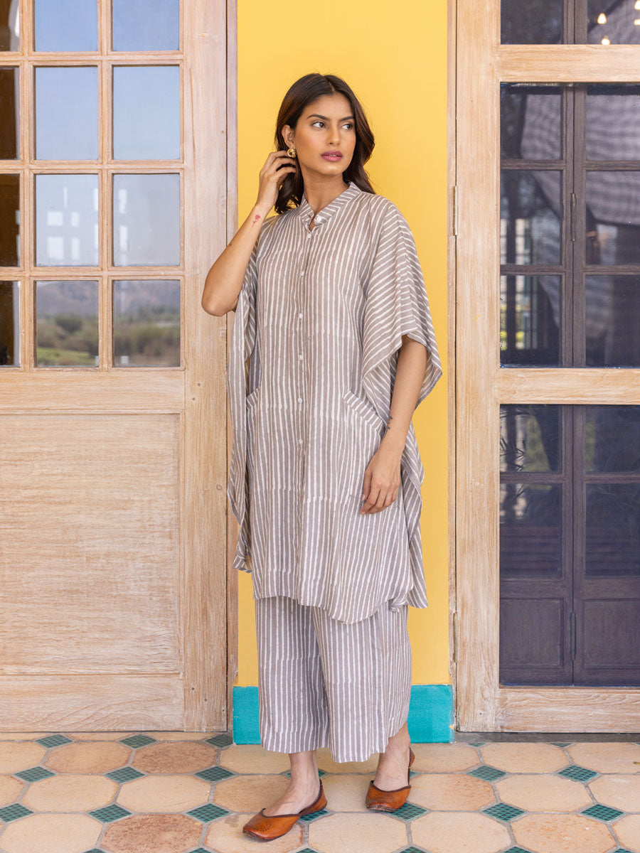 Set of 2 - Maatangi Modal Kaftan Shirt Dress and Palazzo